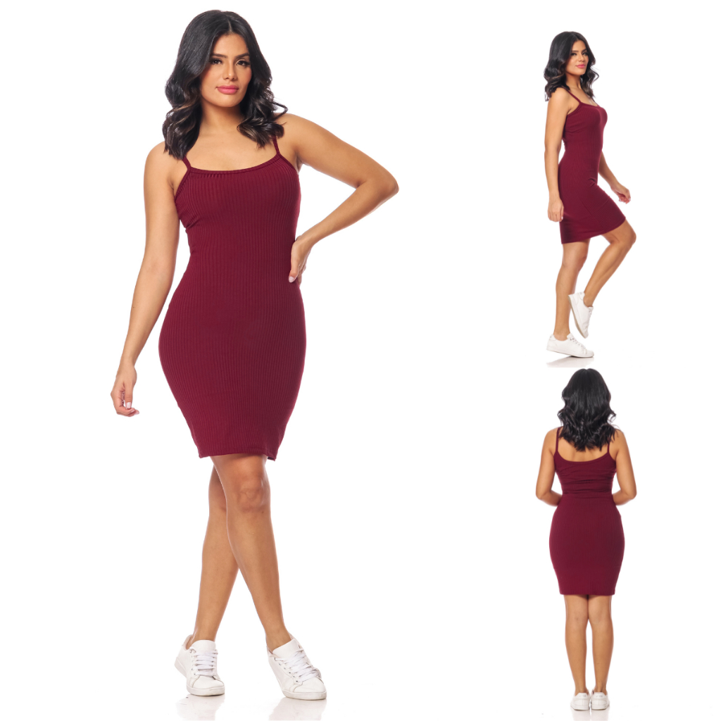 Vestido Curto De Alcinha Canelado Verão