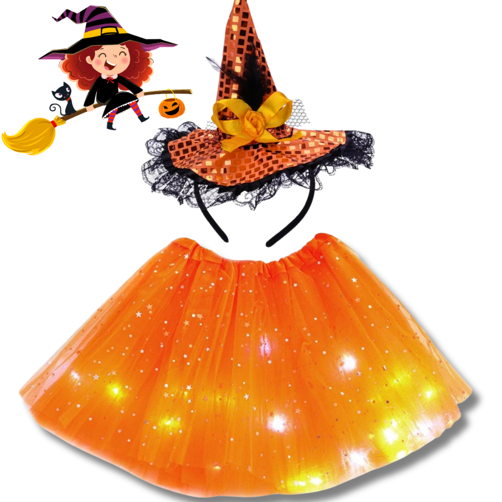 Fantasia Infantil Bruxinha E Tiara Halloween | Shopee Brasil