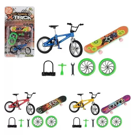Kit radical X-Trick Brinquedo de dedo bicicleta e skate de dedo