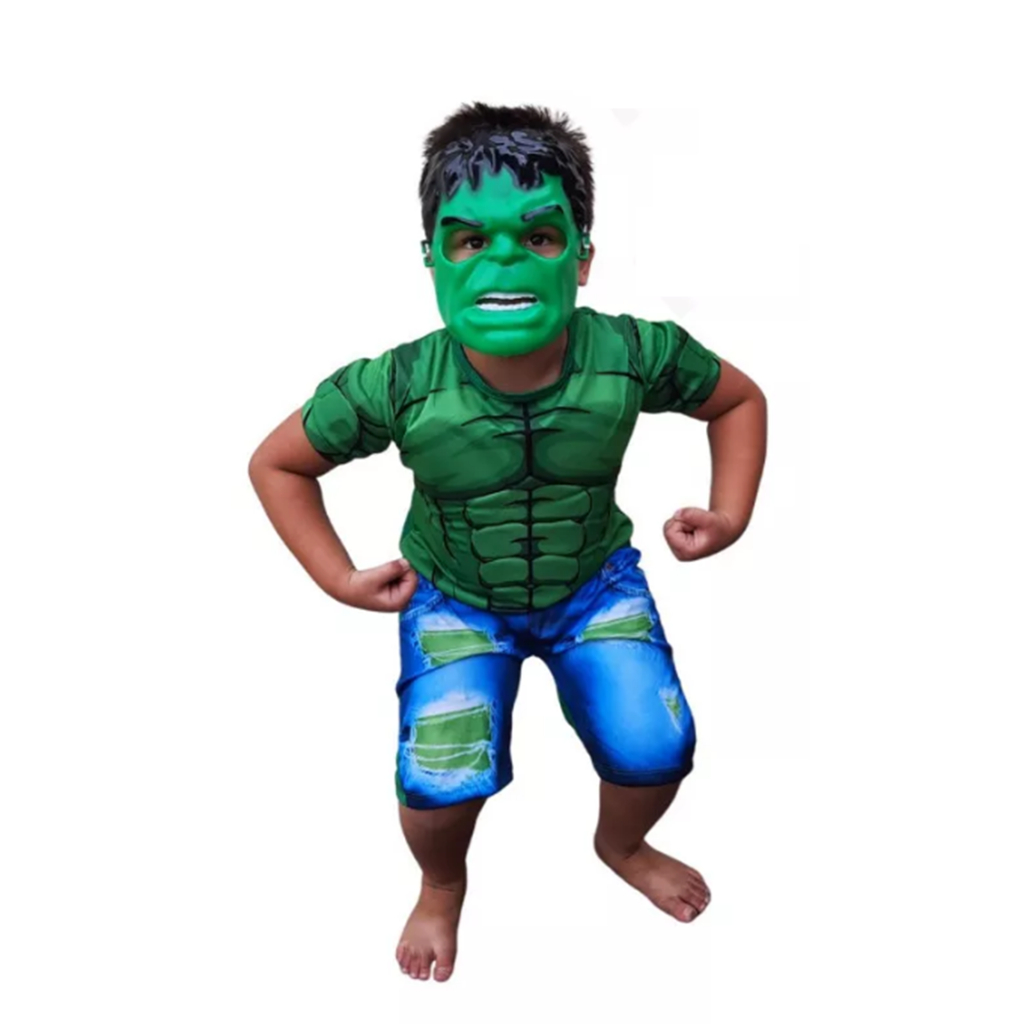 Fantasia Infantil com enchimento curta Incrível Hulk -SEM MÁSCARA ...