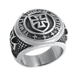 Anel Cavaleiro Templário Vintage Cruz Cristão Cruzadas De Aço Inoxidável Masculino Prateado