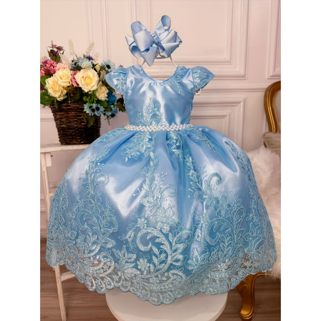 Vestido princesa Azul bebê