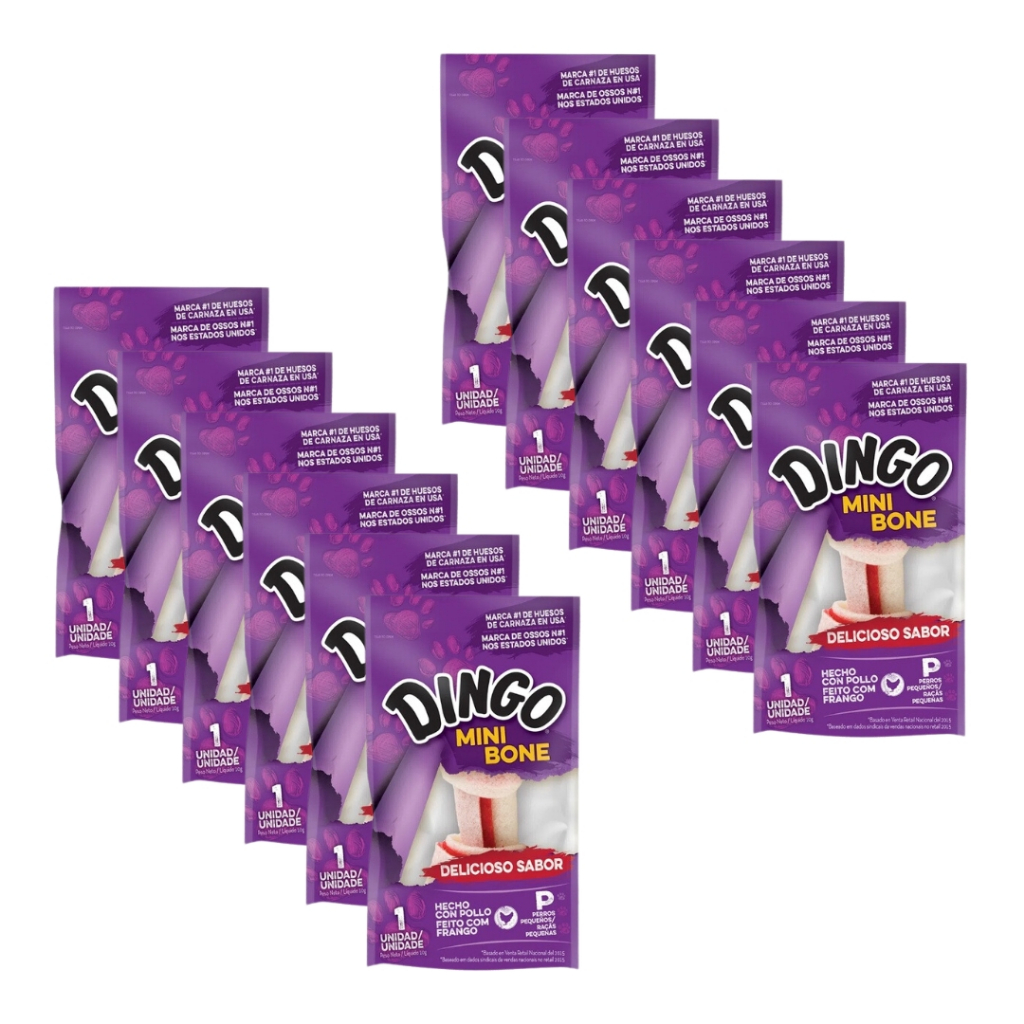 Kit Com 12 ou 20 Unidades Ossos Dingo Mini Bone Para Cães - Snacks Super Premium