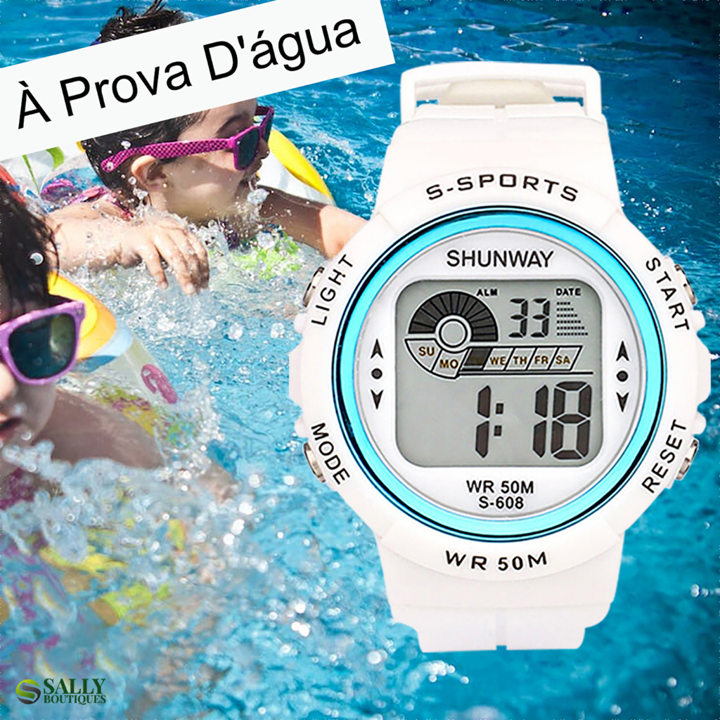 Relogio Feminino Infantil Digital A Prova D Água Led Esportivo Cronômetro Original Lindos S-505