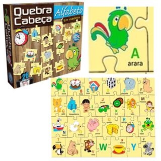 Jogo Quebra-Cabeça - Alfabeto Ilustrado Pedagógico 3D - Brinquedo Educativo  Montessoriano