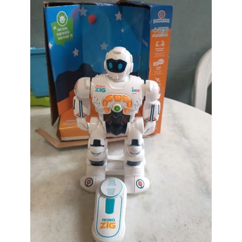 Robô Inteligente Educativo Zig Anda Ensina Inglês 25 Funções Cor Branco  Personagem Robô