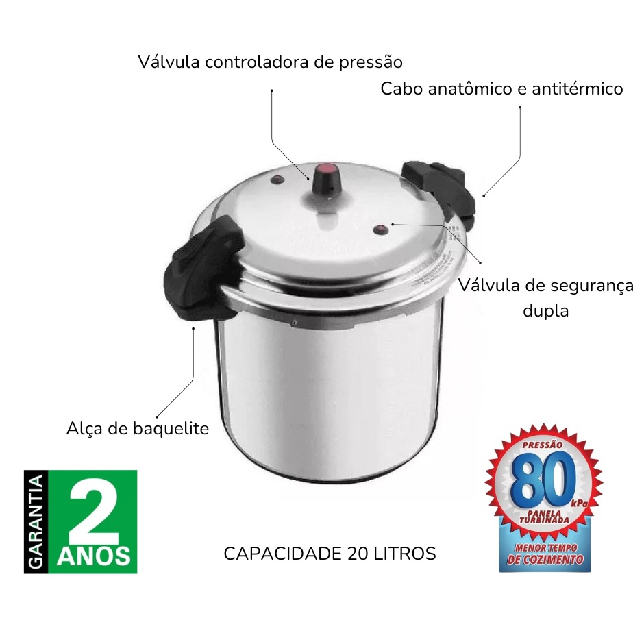 Panela de Pressão Profissional 20 Litros - Fechamento Externo