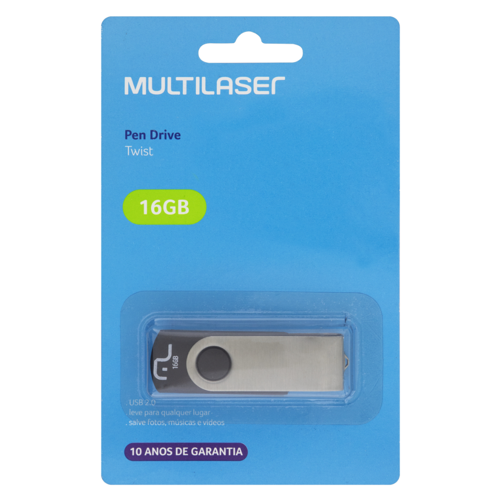 Pendrive Multilaser Twist PD588 16GB 32GB 8GB preto e prateado | Shopee ...