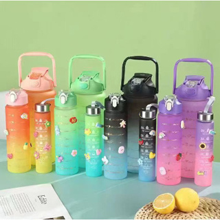 Kit da Garrafa de Água Squeeze Motivacional Com Adesivos tamanhos 300ML+900ML+2000ML