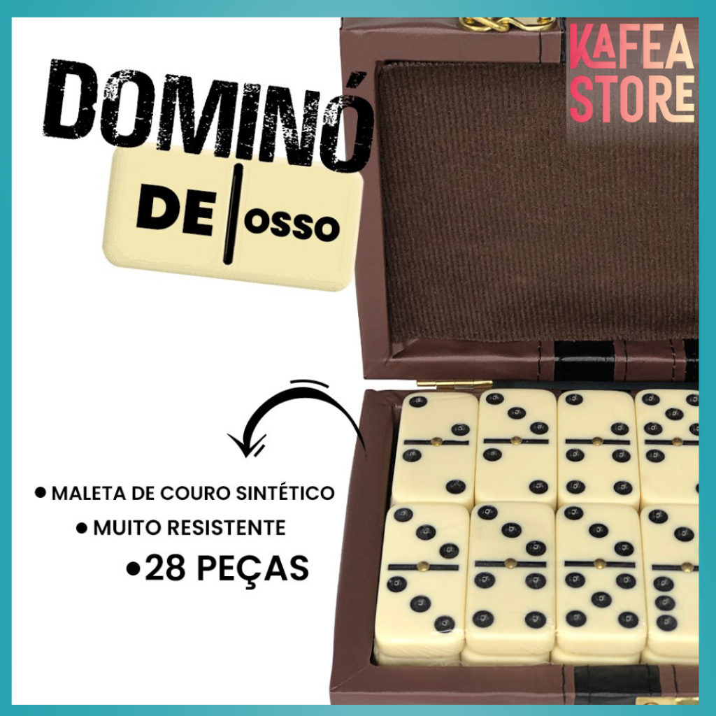 Domino Profissional De Osso Estojo Colorido Com 28 Peças Nfe