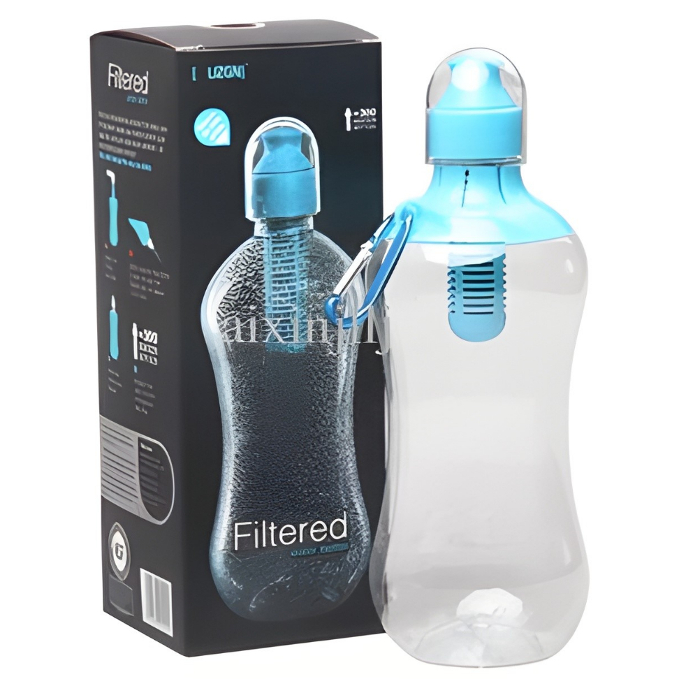 Garrafa Verde Bobble de Plástico com Filtro de Hidratação de Água 550ml Portátil para Caminhadas ao Ar Livre Viagens Academia Filtrar Garrafa para Beber