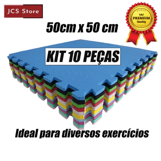 KIT 10 Tatame/Tapete Para Exercícios 50x50 - 10mm EVA Com Bordas