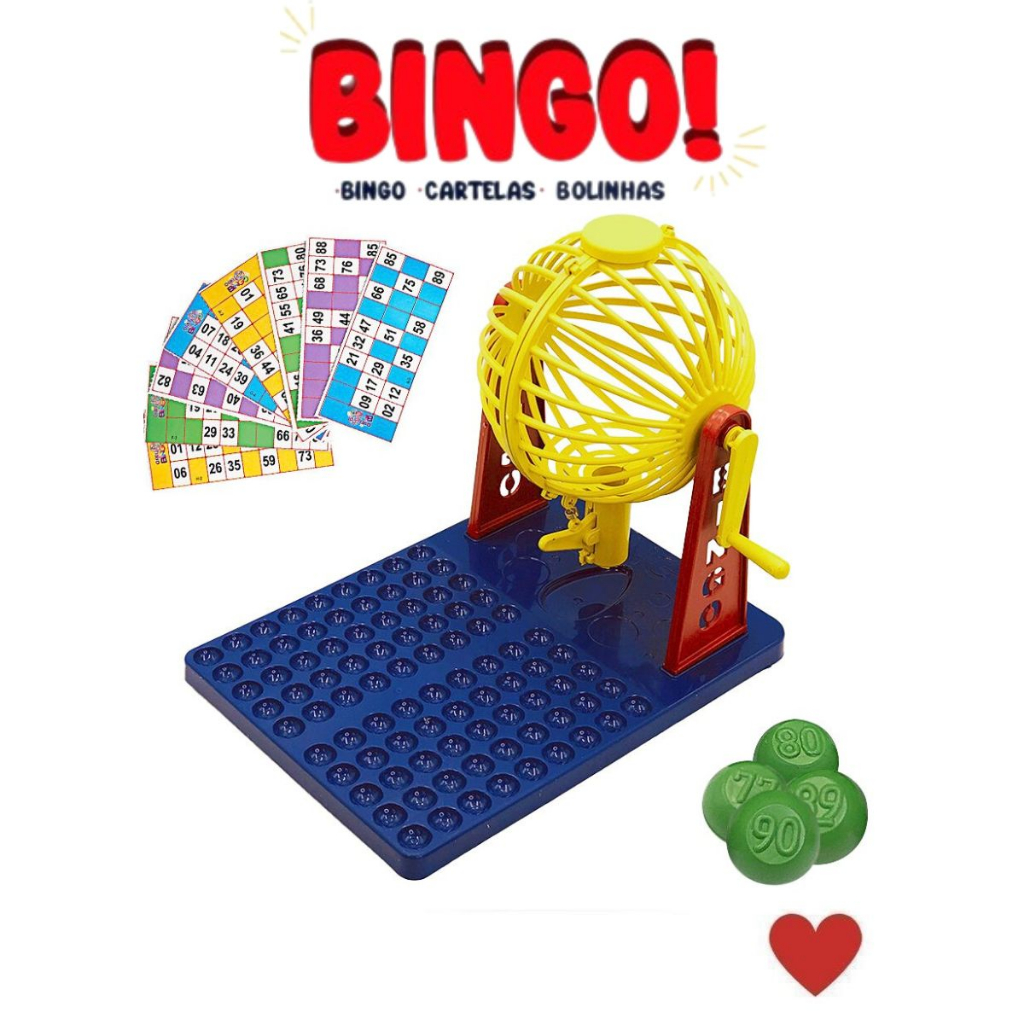 Jogo de Bingo c/ 48 Cartelas e 90 Bolinhas Brinquedo de Festa Junina