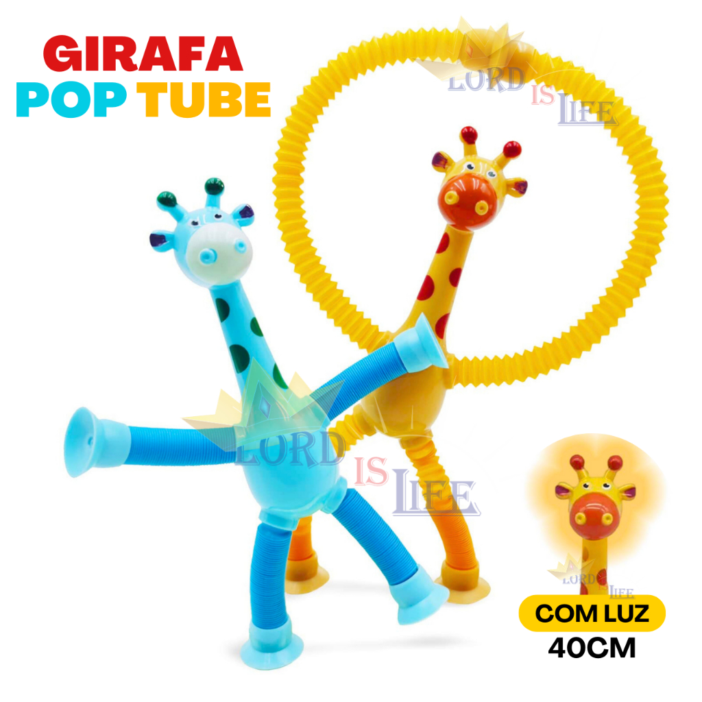 Girafa Pop Tube Led Brinquedo Infantil Sensorial Tubo Esticado Girafa Brinquedo com Ventosa