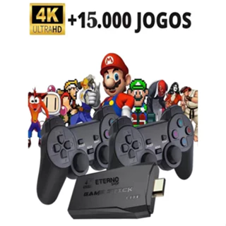 Game Stick 4K 15 Mil Jogos 64Gb Console Original Clássicos Retro Com Saída HD TV Super Nintendo /PS1
