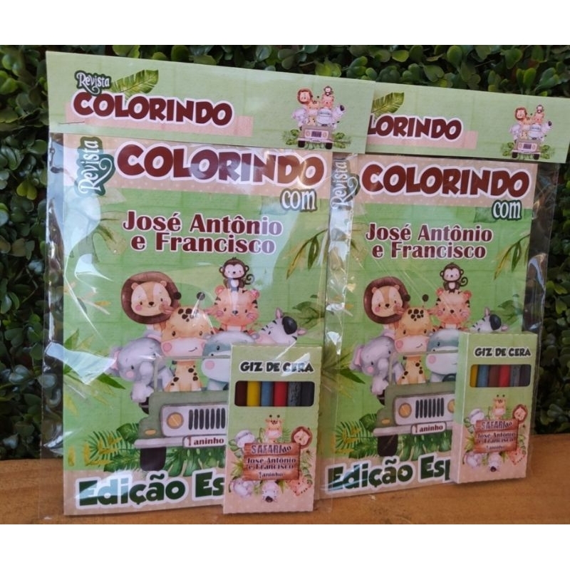 Livrinho de colorir com Giz de cera personalizado