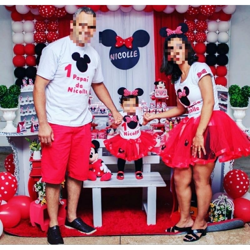 Vestido minnie vermelha luxo mae 2024 e filha