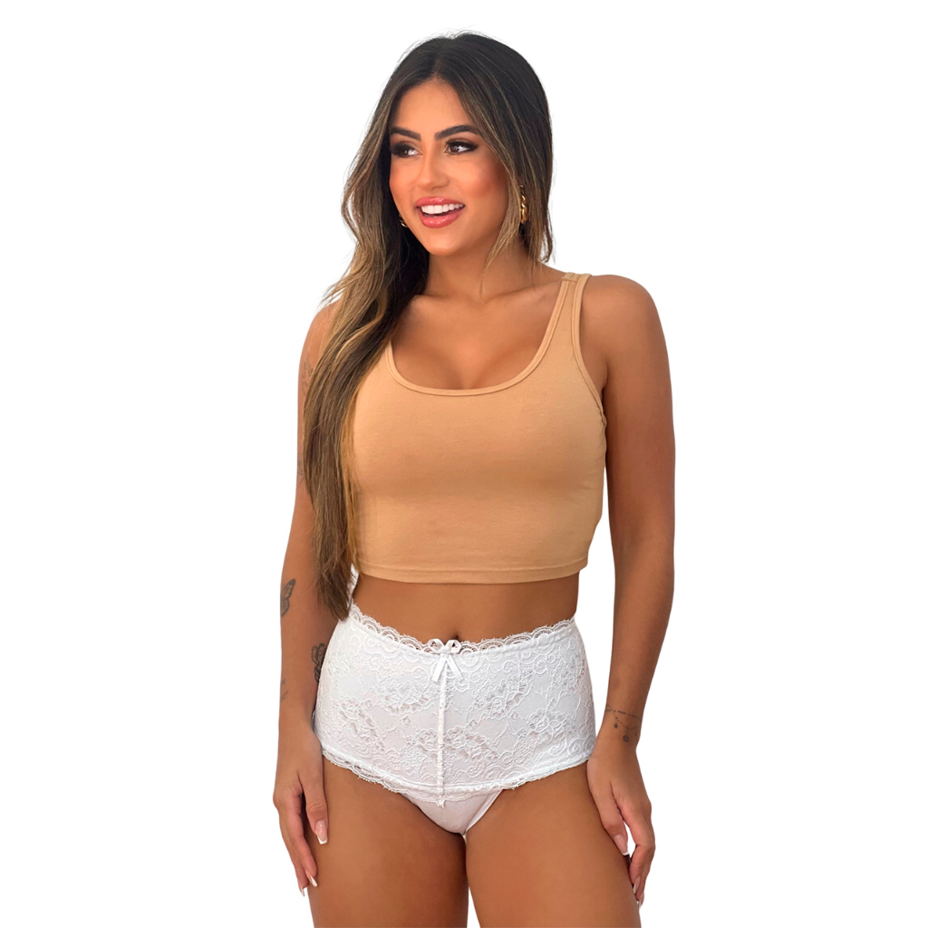 Short esconde store barriga cintura alta