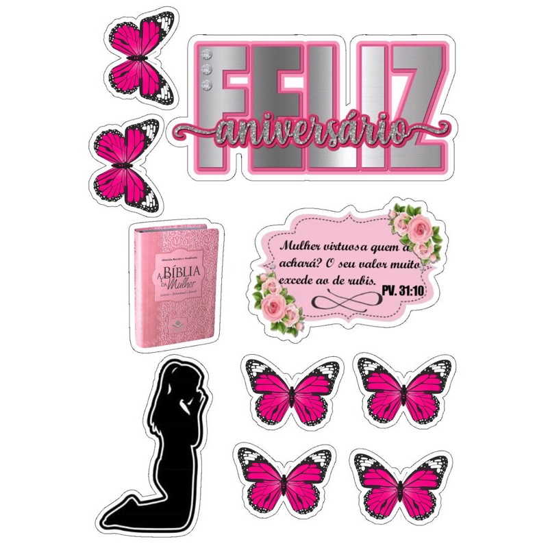 Toper de bolo topper mulher virtuosa aniversario