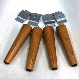 Kit 04 pés palito mais 4 chapinha de fixação para puff poltrona e banqueta pés palito de 25 cm