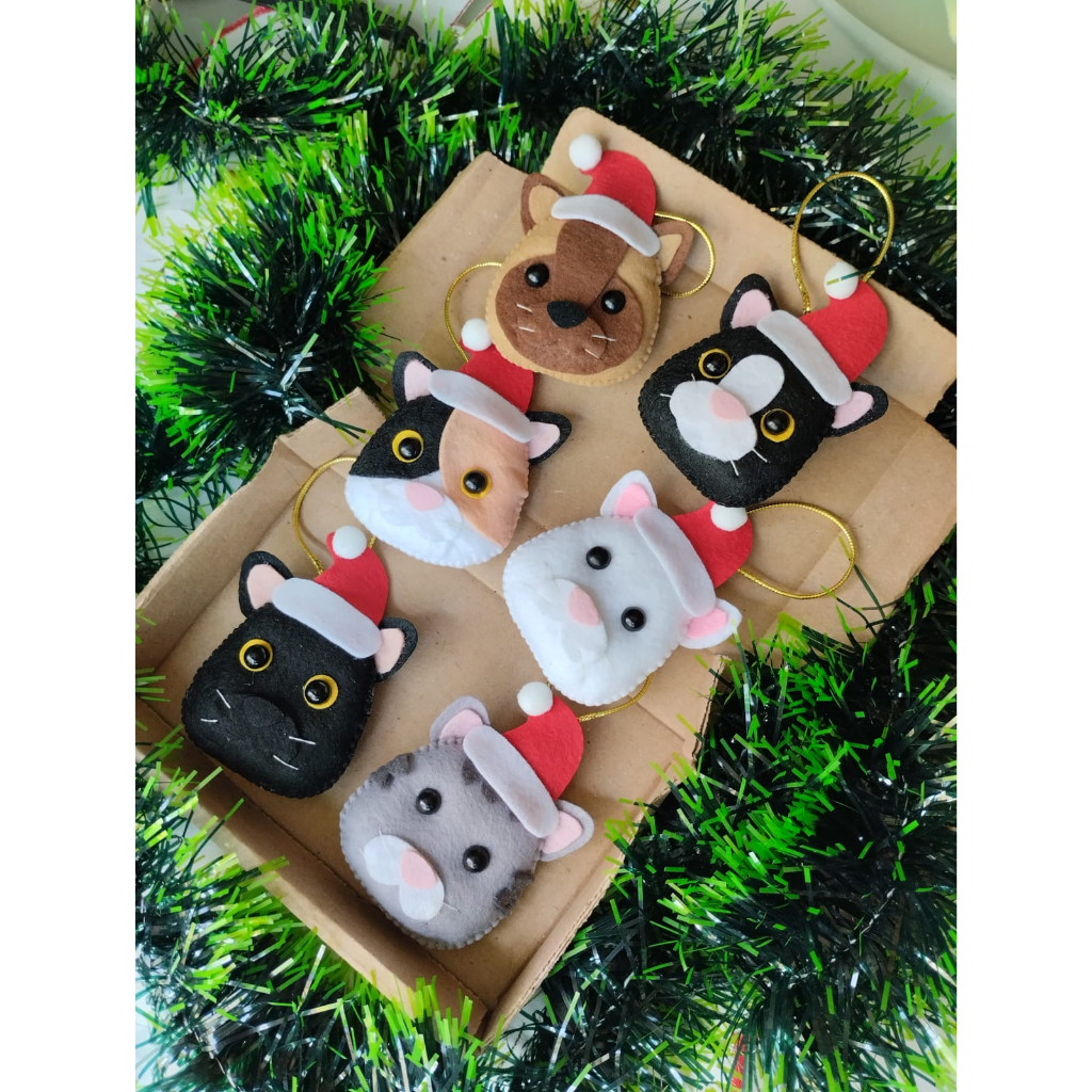 Kit Pingente de Natal 2023 Gato Gatinho pets Feltro