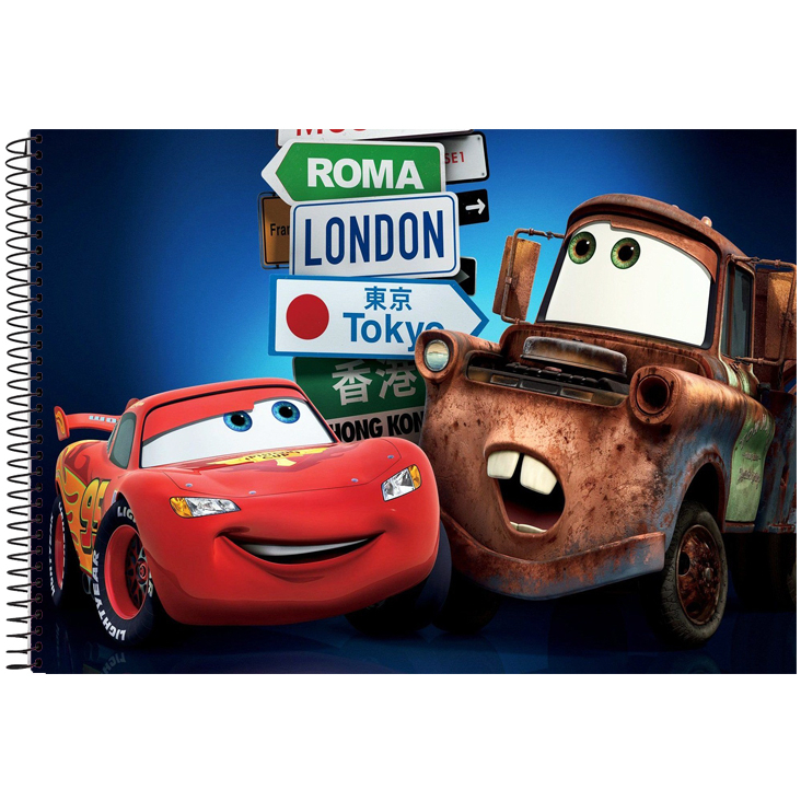 Caderno de Desenho com 96 Folhas Carros