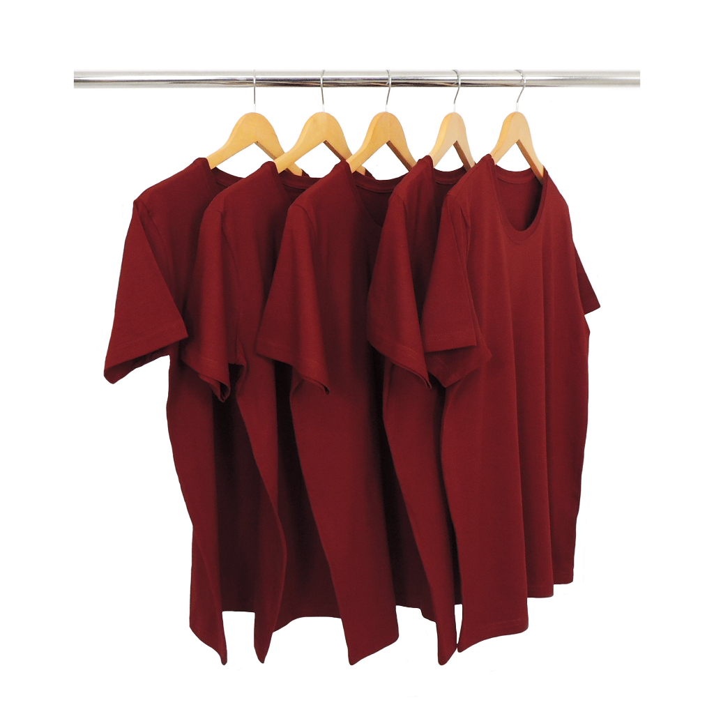 Kit Com 5 Camisetas Manga Curta 100% Poliéster Vinho Unissex Lisa