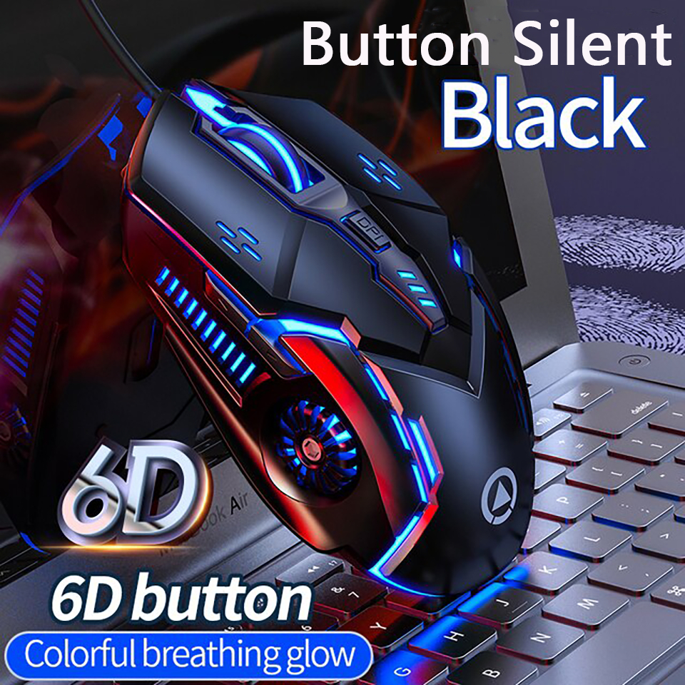 Mouse gamer com fio para jogo, rgb, silencioso, mecânico, ergonômico, com led backlit, usb, para jogos de PC