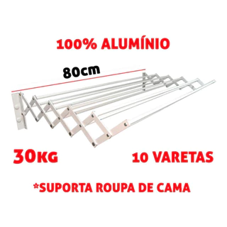Varal Sanfonado REFORÇADO FORTE 80 cm ROUPA DE CAMA Alumínio