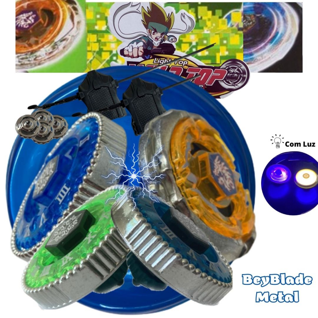 Kit Beyblade Metal 5d Brinquedo 4 Peões Led Toys - Carrefour