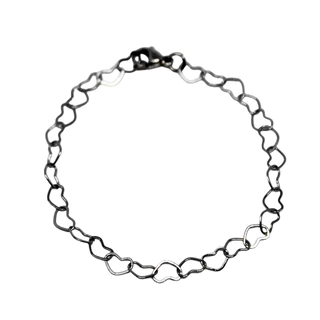 Pulseira Corações Vazados 3m de Aço Inoxidável Delicada 18cm