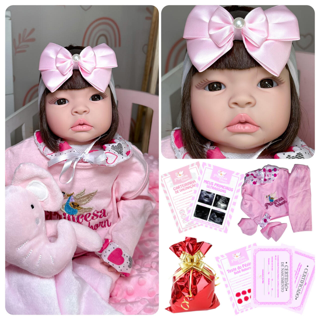 Boneca reborn brinquedos boneca bebê reborn barata com prendedor de chupeta  mamadeira fralda descartavel ED1 brinquedos