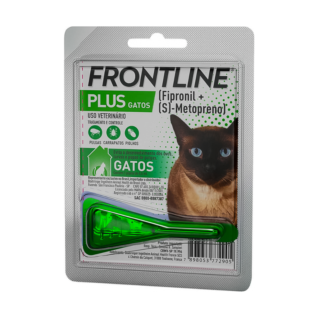 Frontline Plus Gato 1 A 10kg Pipeta 0,5ml Antipulgas Carrapatos Piolhos