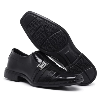 Kit Sapato Masculino Social Verniz Carteira + Cinto