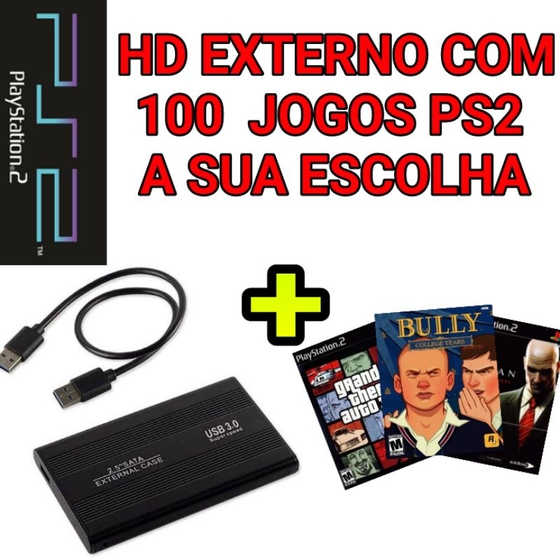 Kit Para Play 2 HD Externo 500GB + Memory Card com OPL