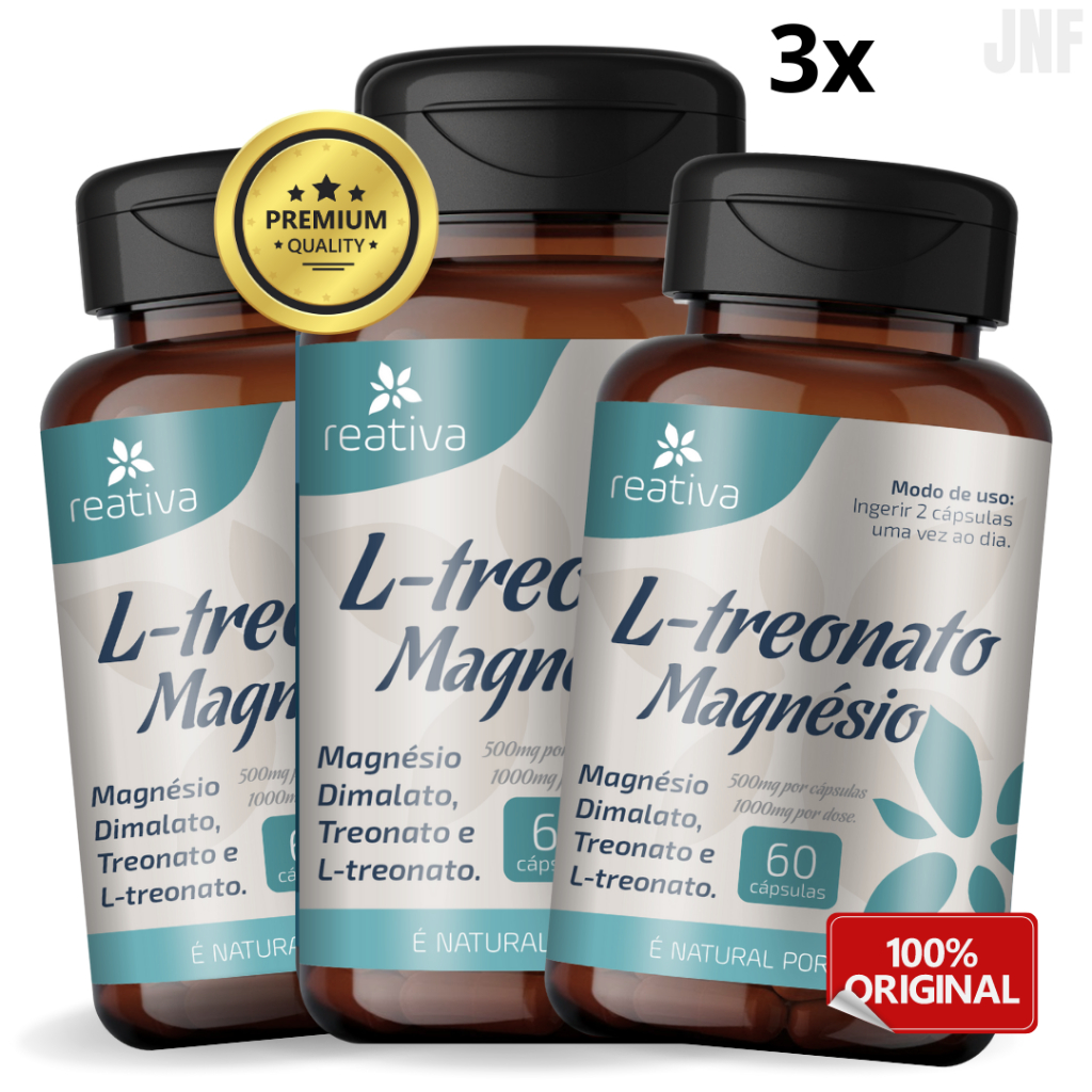 3X Magnésio L-treonato (1000mg) Puro Concentrado Premium | Shopee Brasil