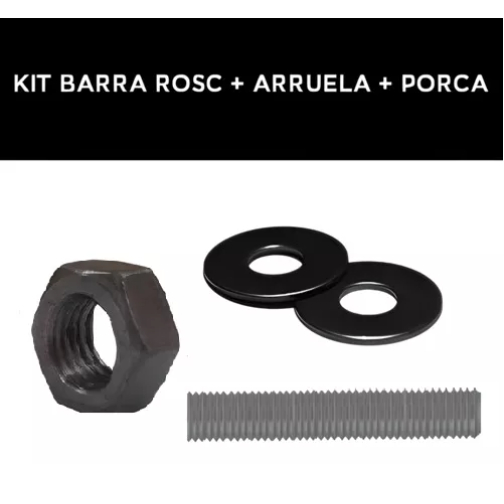 10 Pç Barra Roscada 5/16 X 1 Mt + 100 Porcas + 100 Arruelas Fixwell