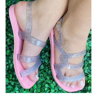 Sandália Feminina Papete Brilho Birken Glitter Percata Rateirinha