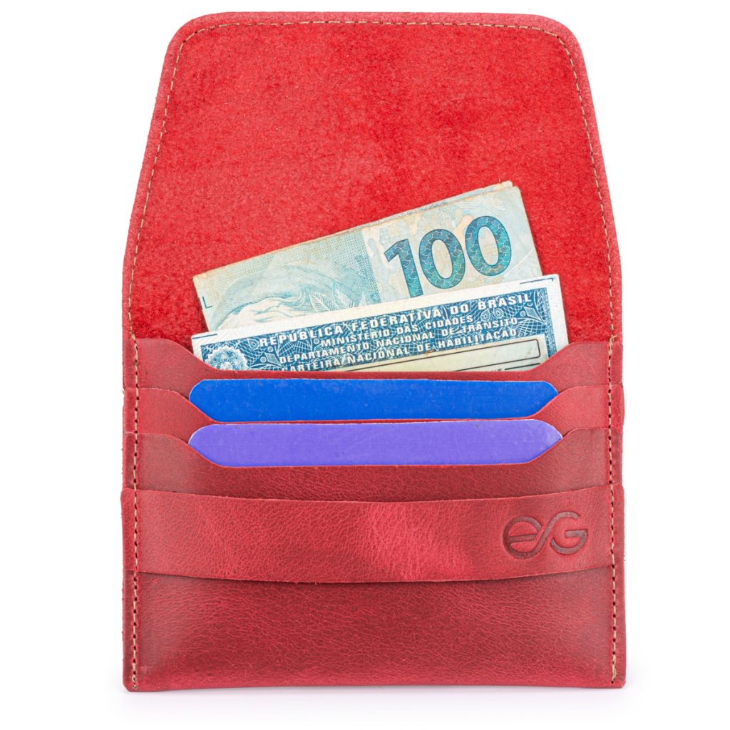 Carteira Masculina Slim Single Pocket Feito a Mão Couro Legítimo Cartões/cnh/cédulas