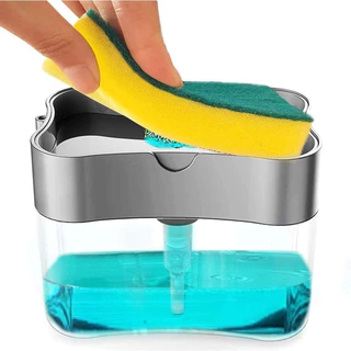 Dispenser de Sabão 2 em 1 Detergente Suporte Porta Bucha Esponja