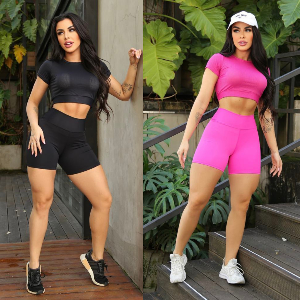 Kit 2 Shorts Tye Dye fitness levanta bumbum em Promoção na Shopee