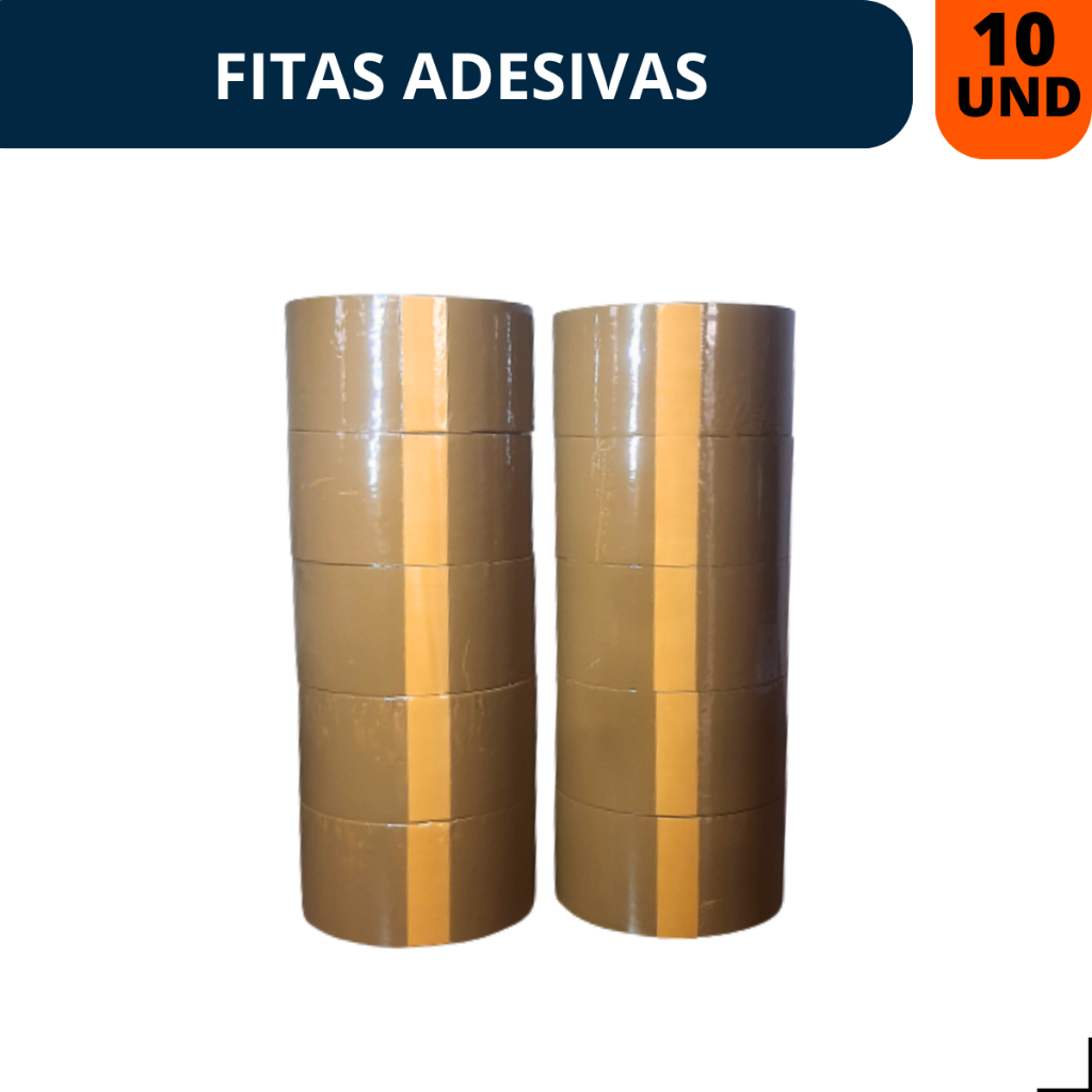 10 Rolos Fita Adesiva Durex Marrom 45mm X 50 Metros Para fechamento de caixas