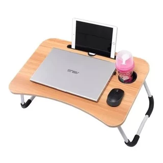 Mesa Portátil Dobrável P/ Notebook Cama Home Office Refeição-Carvalho