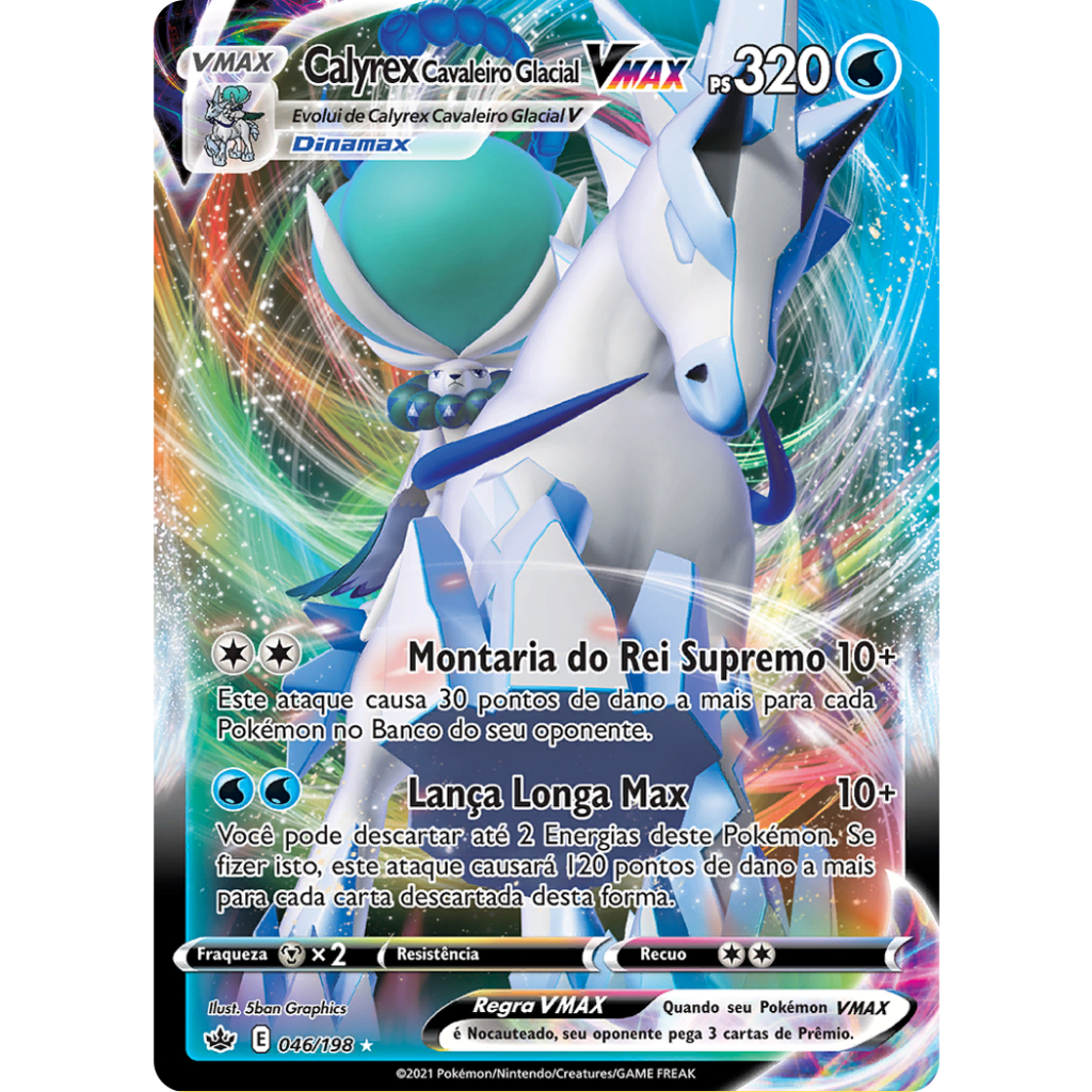 Carta Pokémon Calyrex VMAX Cavaleiro Glacial Português Card