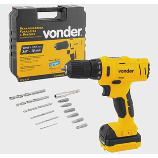 Parafusadeira e Furadeira Vonder A bateria PFV120 Com Acessórios e Maleta Profissional Oferta