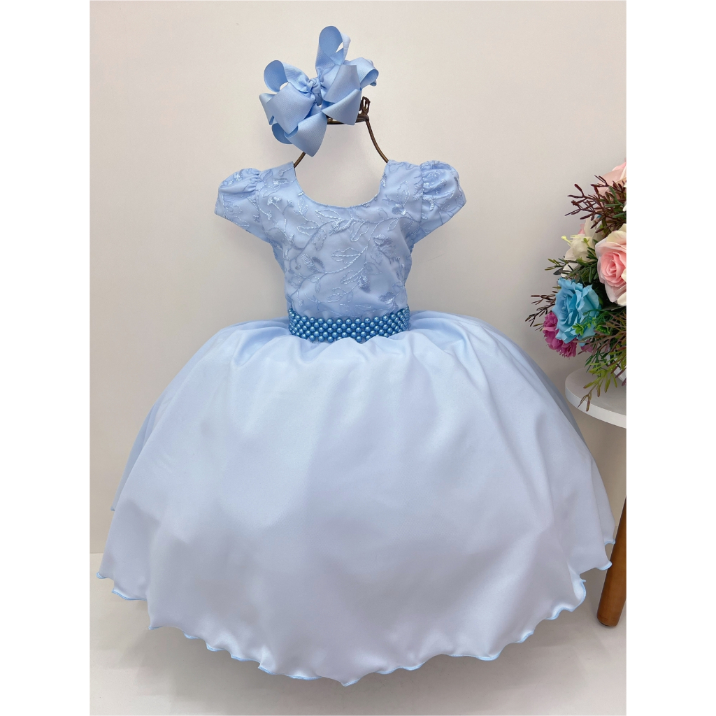 Vestido Festa Infantil Princesa - Paris Azul Bebê