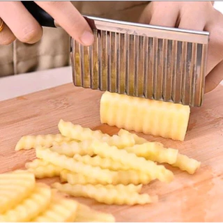 Cortador Ondulado De Batata Inox Fatiador Legumes Frutas Verduras Faca Cozinha Batata Chips em Oferta na Shopee