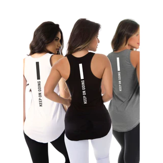 Kit 3 Camisetas Feminina Fitness Academia keep On