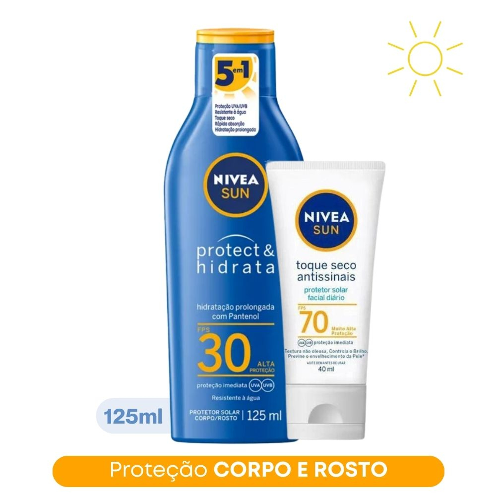 Kit Protetor Solar Corporal FPS 30 125ml + Filtro Solar Sem Cor Facial ...