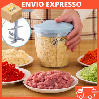 Mini Processador Triturador Manual Alimentos 5 Lâminas 900 Ml Grande Premium Cores Sortidas